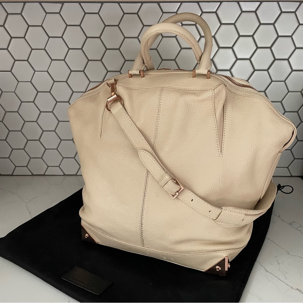Authentic Alexander Wang Large Emile in Eggshell with Rose Gold Hardware